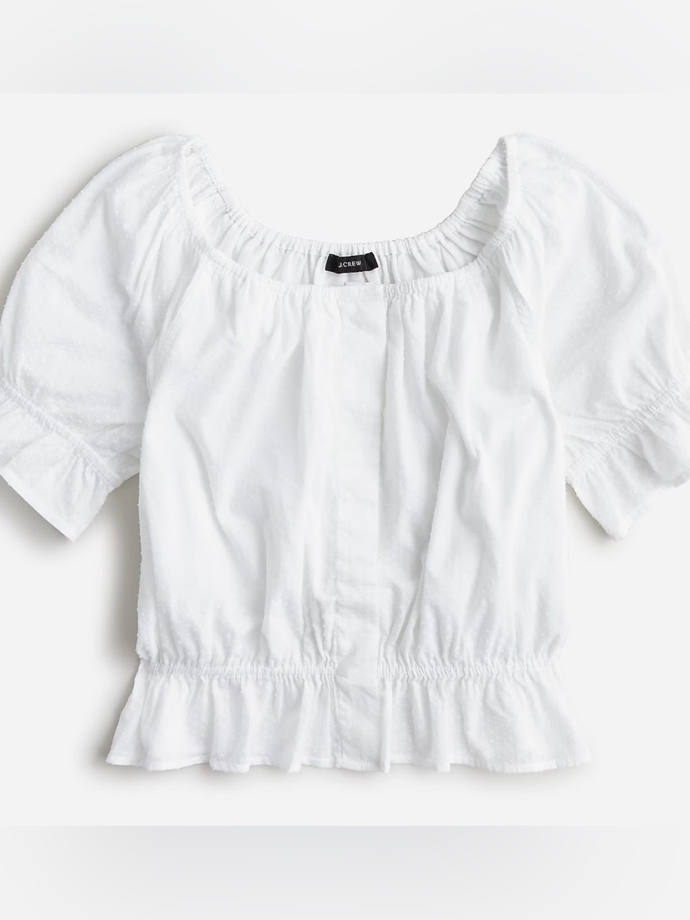 J. Crew Women’s Gathered scoopneck top in Swiss-dot Crop